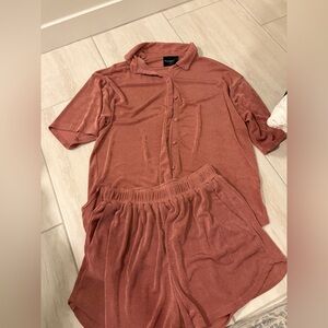 Kittenish Terracotta Shirt and Shorts Set Size L